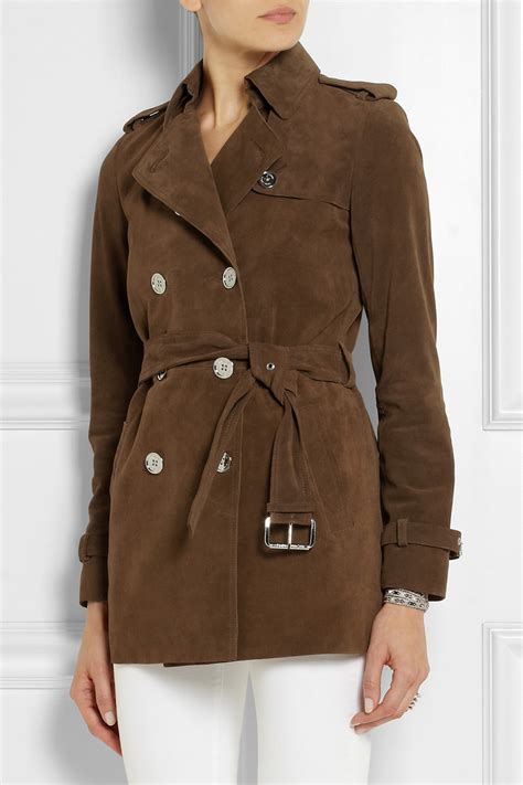 michael michael kors suede wrap trench coat|Michael Kors single breasted coat.